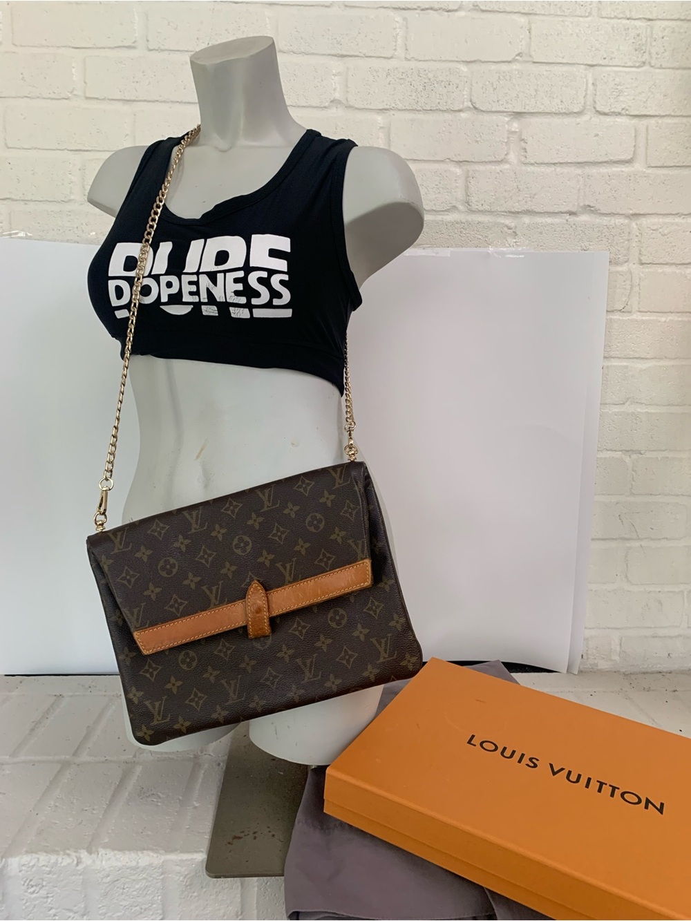 Vintage Monogram Crossbody Pliante Clutch in Brown with Tan Trim
Vintage